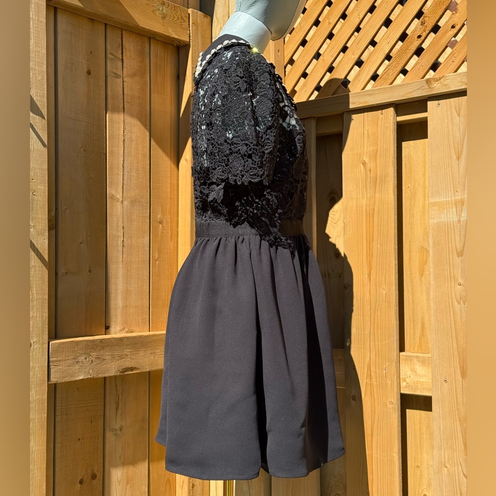 🆕 SELF PORTRAIT 🧿 NWOT Black Guipure Diamante Lace Mini Dress - Sz UK 10 US 6 - Picture 10 of 16